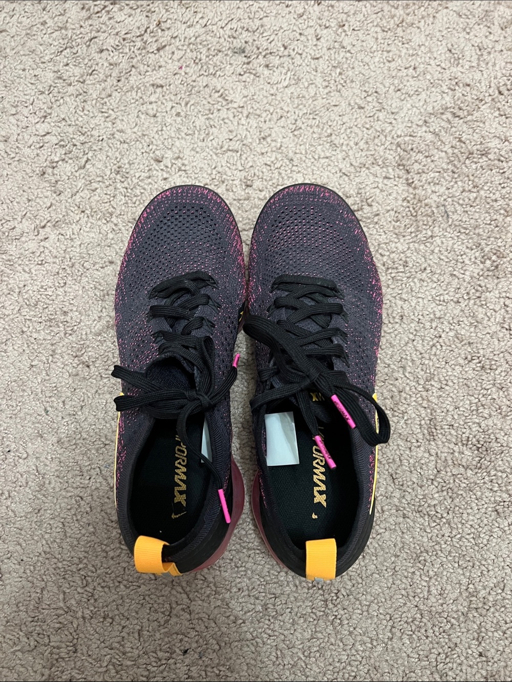 Nike Flyknit Vapor max Women’s Shoes - Black with Pink & Orange Accents